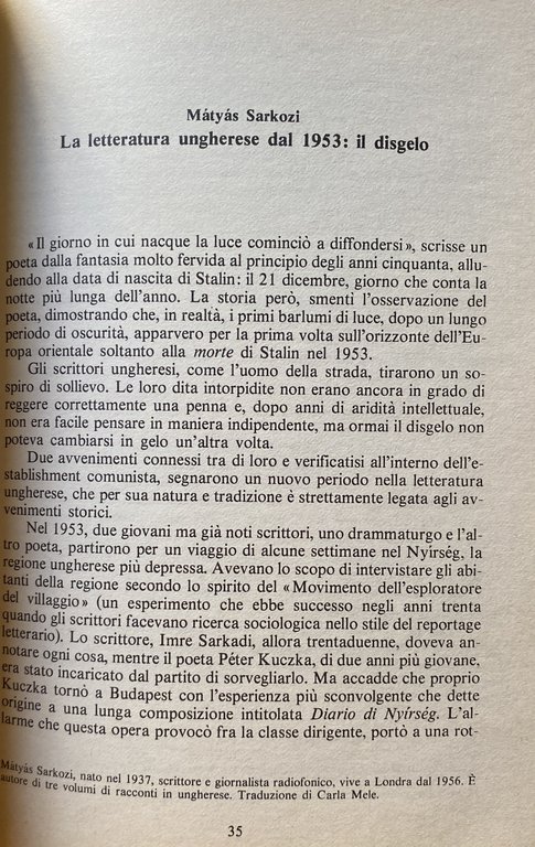 LA LETTERATURA CONTEMPORANEA NELL'EUROPA DELL'EST.