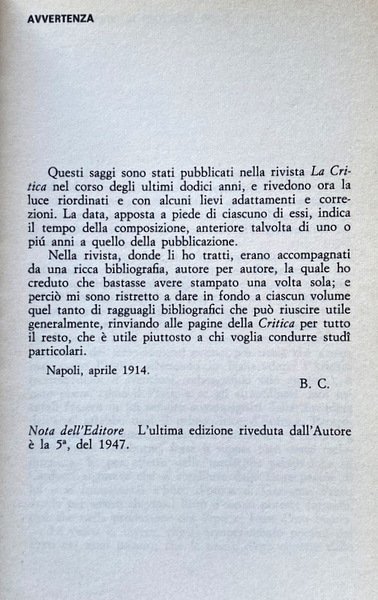 LA LETTERATURA DELLA NUOVA ITALIA. SAGGI CRITICI. (VOLUME 1, VOLUME …