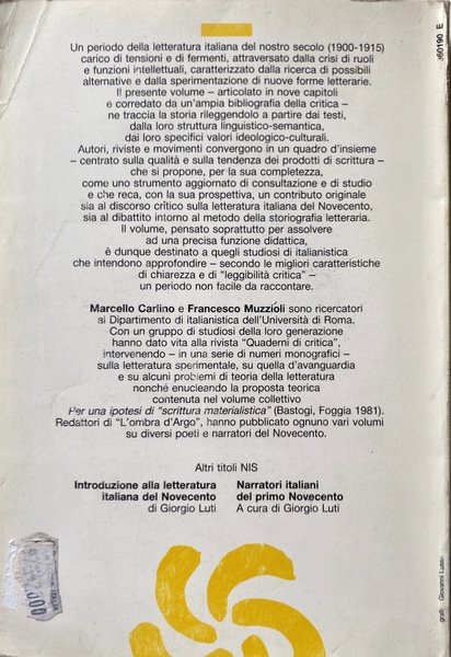 LA LETTERATURA ITALIANA DEL PRIMO NOVECENTO (1900-1915)