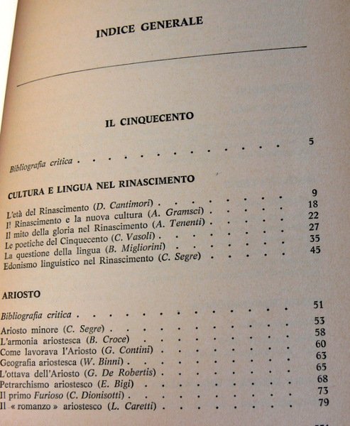 LA LETTERATURA ITALIANA PER SAGGI STORICAMENTE DISPOSTI. IL CINQUECENTO