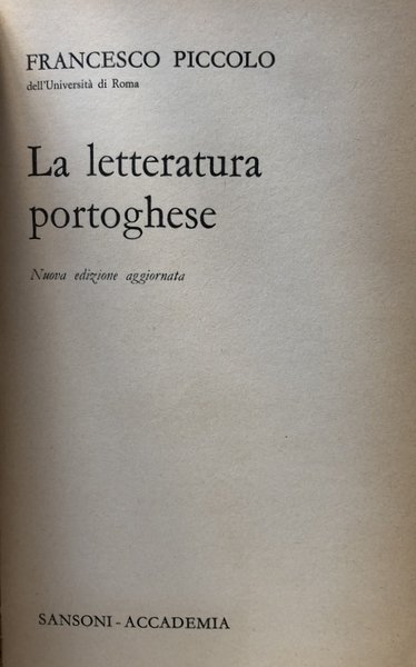 LA LETTERATURA PORTOGHESE
