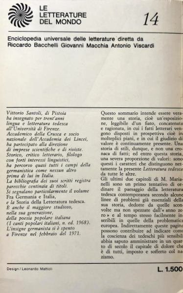 LA LETTERATURA TEDESCA MODERNA. CON UN'ANALISI DELLA LETTERATURA CONTEMPORANEA DI …