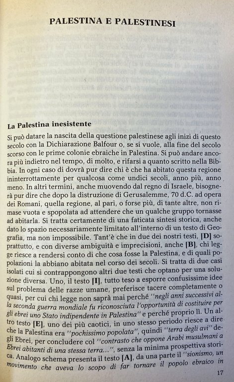 LA LEZIONE NEGATA. PALESTINA E PALESTINESI NEI LIBRI DI TESTO