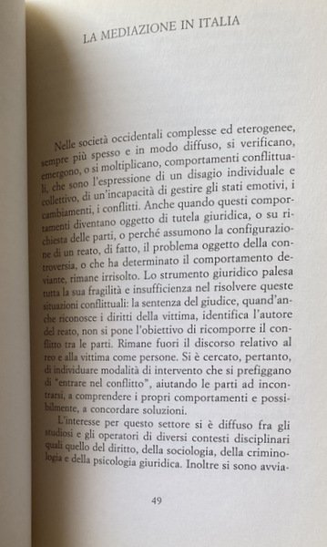 LA MEDIAZIONE PENALE MINORILE. PER UNA NUOVA PROSPETTIVA DI POLITICA …