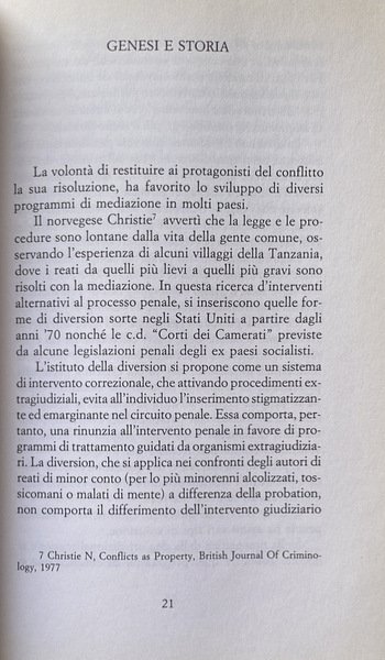 LA MEDIAZIONE PENALE MINORILE. PER UNA NUOVA PROSPETTIVA DI POLITICA …