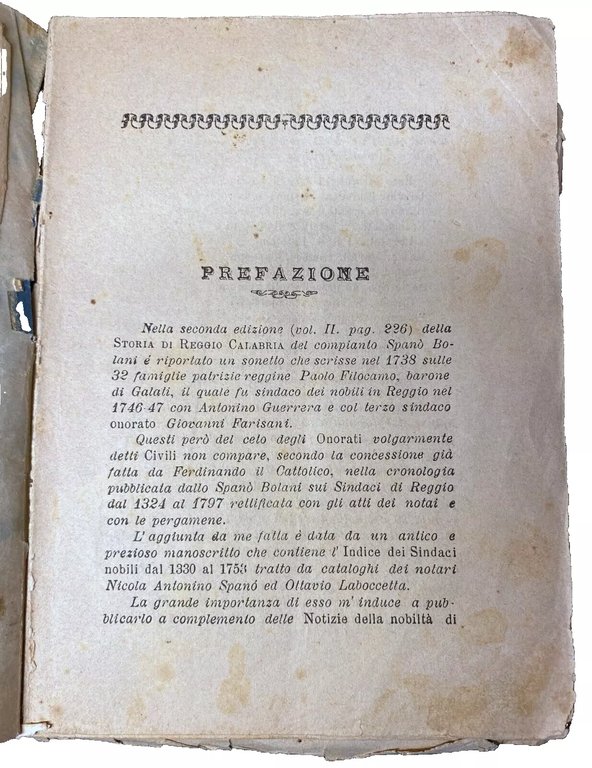 LA NOBILTÀ REGGINA ANTICA E MODERNA CON L'INDICE DEI SINDACI …