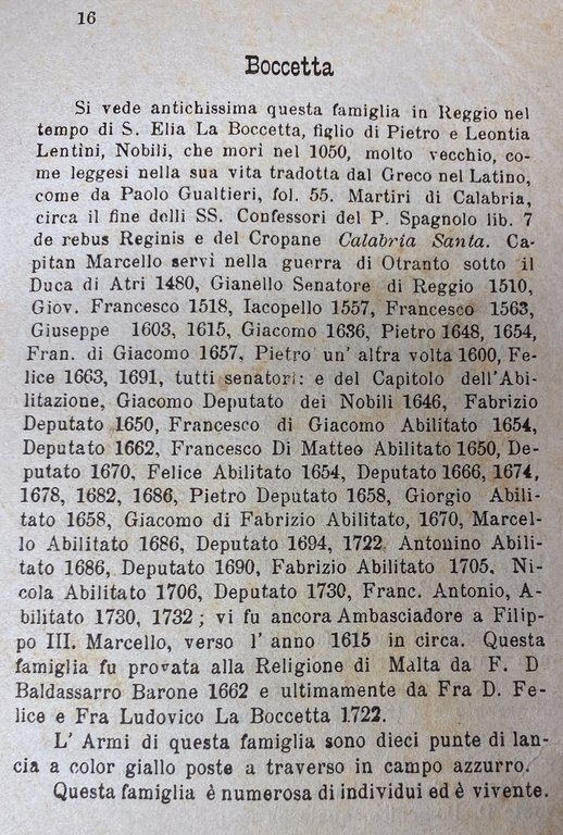 LA NOBILTÀ REGGINA ANTICA E MODERNA CON L'INDICE DEI SINDACI …