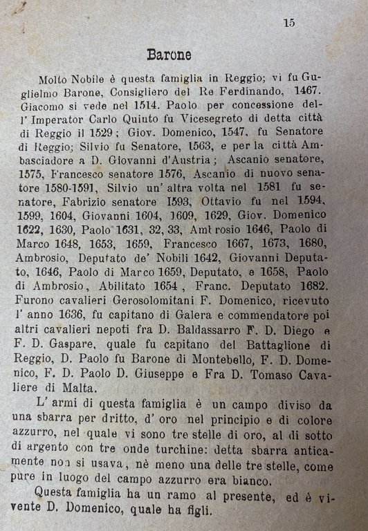 LA NOBILTÀ REGGINA ANTICA E MODERNA CON L'INDICE DEI SINDACI …