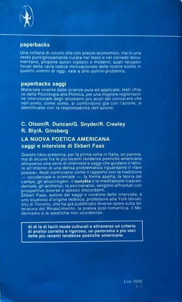 LA NUOVA POETICA AMERICANA. SAGGI E INTERVISTE DI EKBERT FAAS