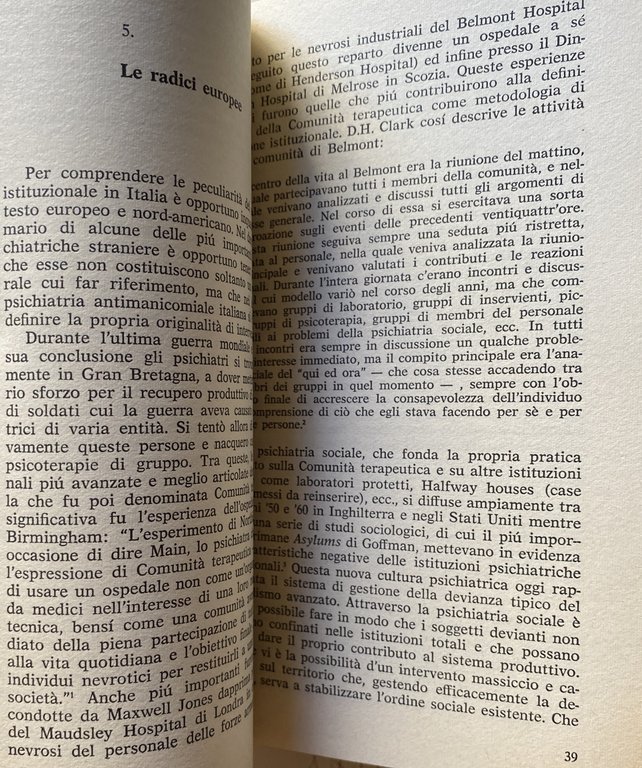 LA NUOVA PSICHIATRIA IN ITALIA. ESPERIENZE E PROSPETTIVE