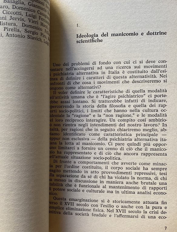 LA NUOVA PSICHIATRIA IN ITALIA. ESPERIENZE E PROSPETTIVE