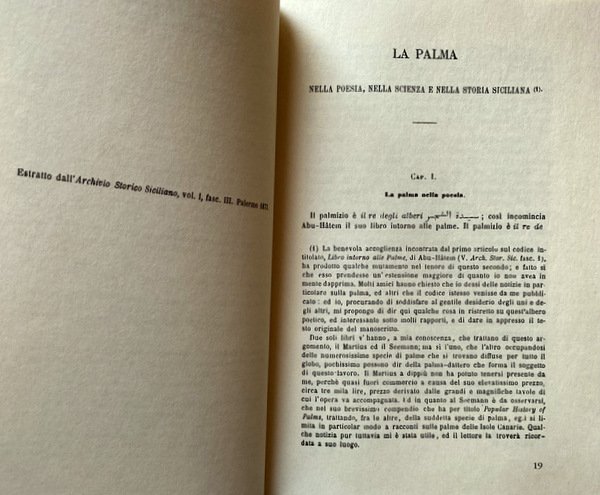 LA PALMA NELLA POESIA, NELLA SCIENZA E NELLA STORIA SICILIANA. …