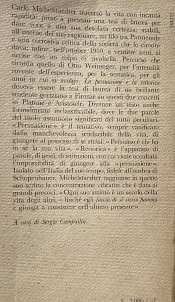 LA PERSUASIONE E LA RETTORICA. A CURA DI SERGIO CAMPAILLA