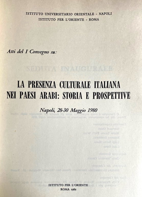 LA PRESENZA CULTURALE ITALIANA NEI PAESI ARABI: STORIA E PROSPETTIVE. …