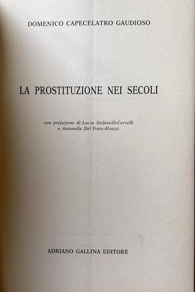 LA PROSTITUZIONE NEI SECOLI