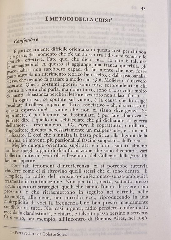 LA PSICOANALISI, NON IL PENSIERO UNICO STORIA DI UNA CRISI …