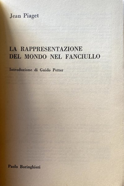 LA RAPPRESENTAZIONE DEL MONDO NEL FANCIULLO