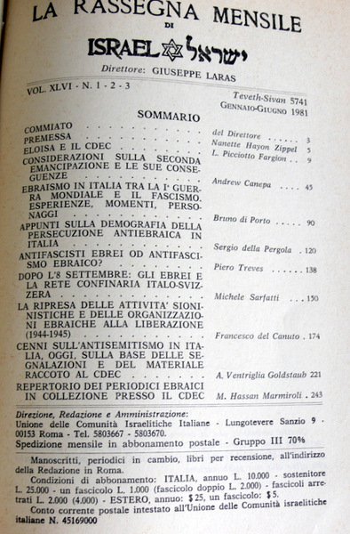 LA RASSEGNA MENSILE DI ISRAEL VOL. XLVII 47 N. 1-2- …