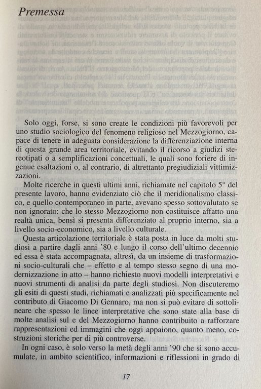 LA RELIGIOSITÀ NEL MEZZOGIORNO. PERSISTENZA E DIFFERENZIAZIONE DELLA RELIGIONE IN …