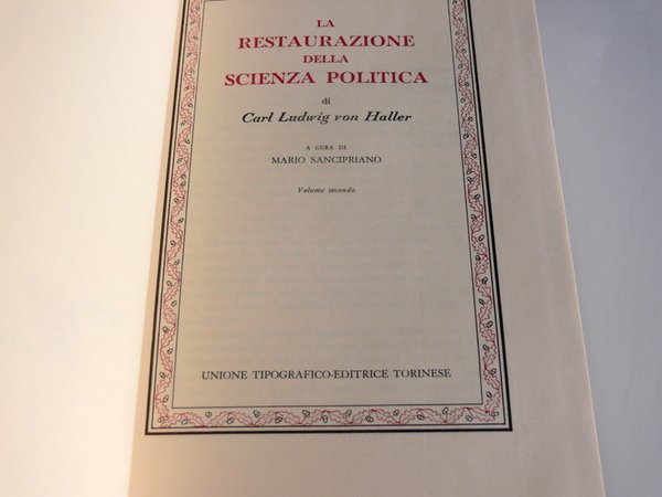 LA RESTAURAZIONE DELLA SCIENZA POLITICA. A CURA DI MARIO SANCIPRIANO …