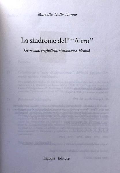 LA SINDROME DELL'«ALTRO». GERMANIA, PREGIUDIZIO, CITTADINANZA, IDENTITÀ