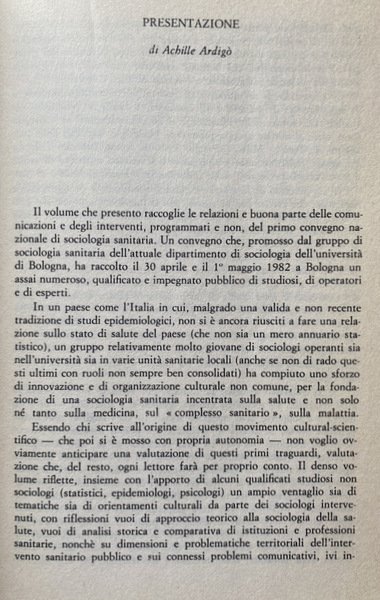 LA SOCIOLOGIA SANITARIA. DALLA SOCIOLOGIA DELLA MEDICINA ALLA SOCIOLOGIA DELLA …