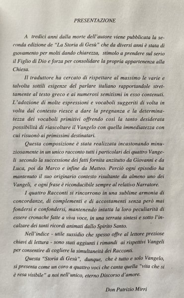 LA STORIA DI GESÙ FORMATA DAL TESTO DEI QUATTRO VANGELI …