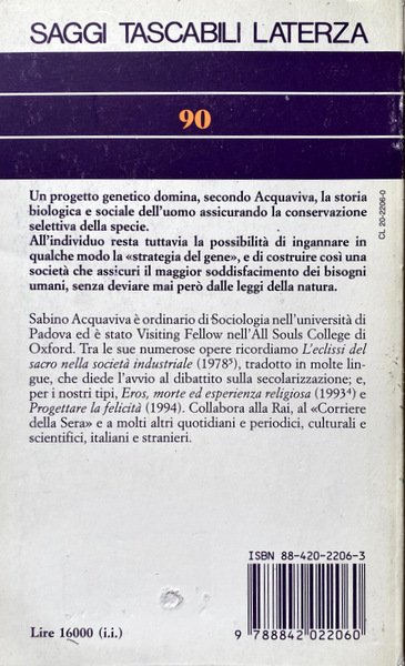 LA STRATEGIA DEL GENE. BISOGNI E SISTEMA SOCIALE