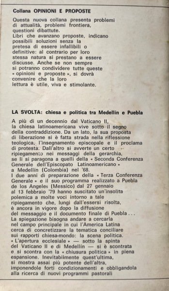 LA SVOLTA. CHIESA E POLITICA TRA MEDELLIN E PUEBLA