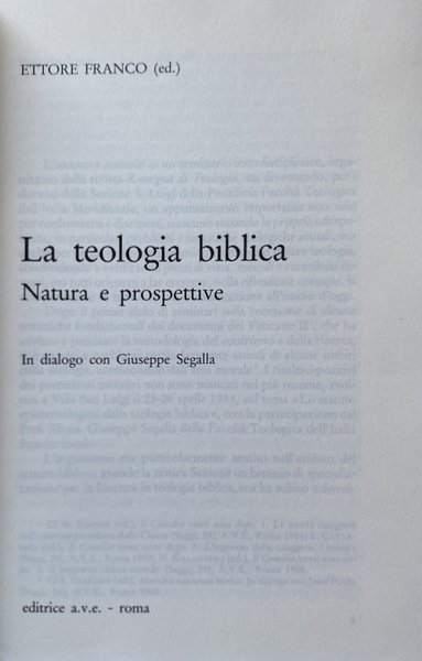 LA TEOLOGIA BIBLICA. NATURA E PROSPETTIVE. IN DIALOGO CON GIUSEPPE …