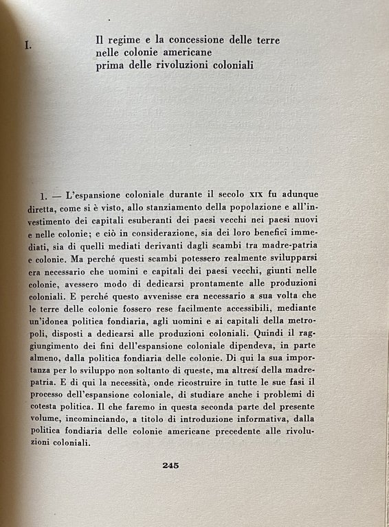 LA TEORIA ECONOMICA DELLA COLONIZZAZIONE