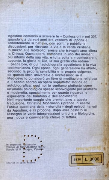 LE CONFESSIONI. (INTRODUZIONE DI CHRISTINE MOHRMANN, TRADUZIONE DI CARLO VITALI)