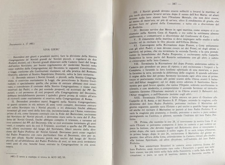 LE COSTITUZIONI DELL'ORATORIO NAPOLETANO