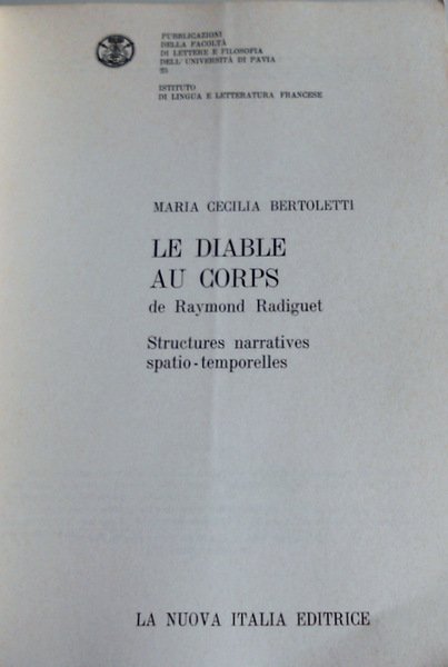 LE DIABLE AU CORPS DE RAYMOND RADIGUET. STRUCTURES NARRATIVES SPATIO-TEMPORELLES