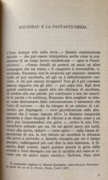 LE FANTASTICHERIE DEL PASSEGGIATORE SOLITARIO. (INTRODUZIONE DI JEAN STAROBINSKI, PREMESSA …