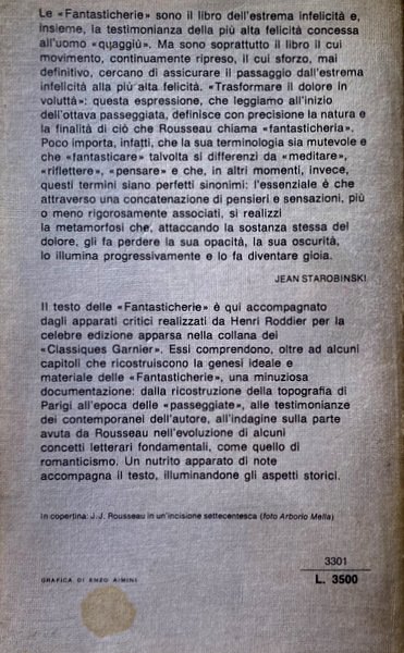 LE FANTASTICHERIE DEL PASSEGGIATORE SOLITARIO. (INTRODUZIONE DI JEAN STAROBINSKI, PREMESSA …