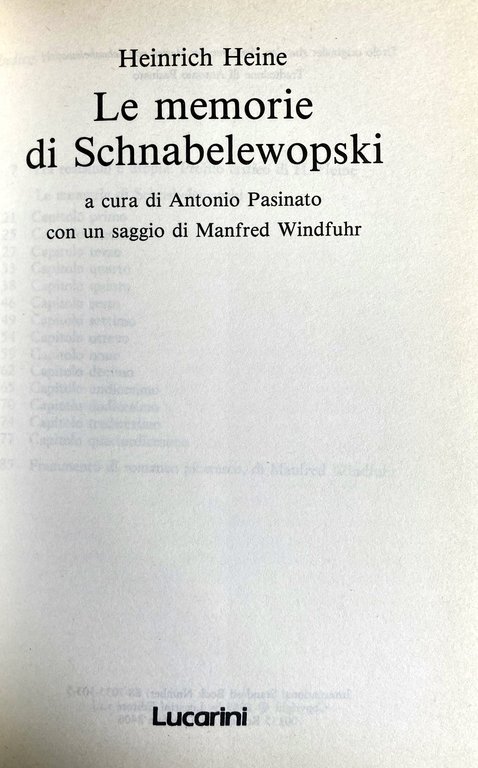 LE MEMORIE DI SCHNABELEWOPSKI. CON UN SAGGIO DI MANFRED WINDFUHR
