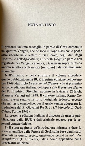 LE PAROLE DI GESÙ. PREGHIERE, DISCORSI, DIALOGHI, DETTI. A CURA …