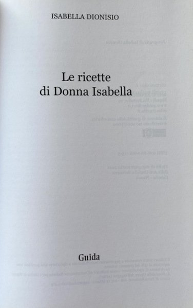 LE RICETTE DI DONNA ISABELLA