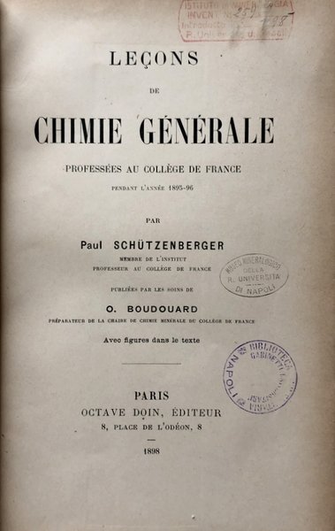 LEÇONS DE CHIMIE GÉNÉRALE, PROFESSÉES AU COLLÈGE DE FRANCE PENDANT …