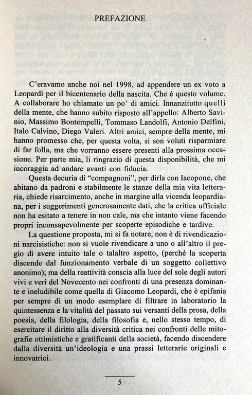 LEOPARDI, ALTRE TRACCE.