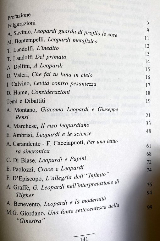 LEOPARDI, ALTRE TRACCE.