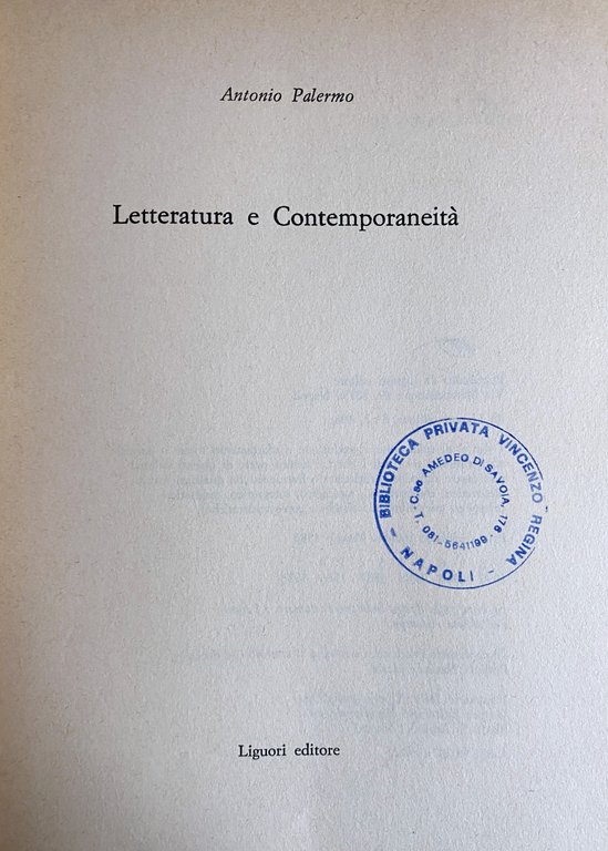 LETTERATURA E CONTEMPORANEITÀ