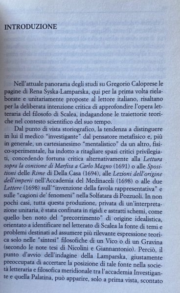 LETTERATURA E SCIENZA. GREGORIO CALOPRESE TEORICO E CRITICO DELLA LETTERATURA