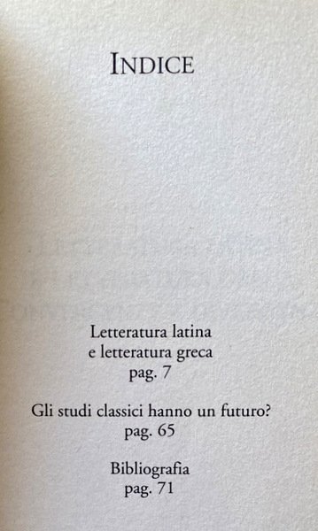 LETTERATURA LATINA E LETTERATURA GRECA. CONVERGENZE E DIVERGENZE