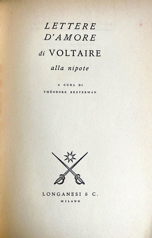 LETTERE D'AMORE DI VOLTAIRE ALLA NIPOTE.