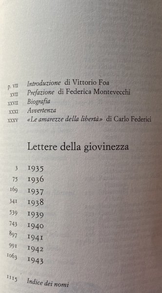 LETTERE DELLA GIOVINEZZA. DAL CARCERE 1935-1943. A CURA DI FEDERICA …