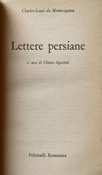 LETTERE PERSIANE. A CURA DI CHIARA AGOSTINI