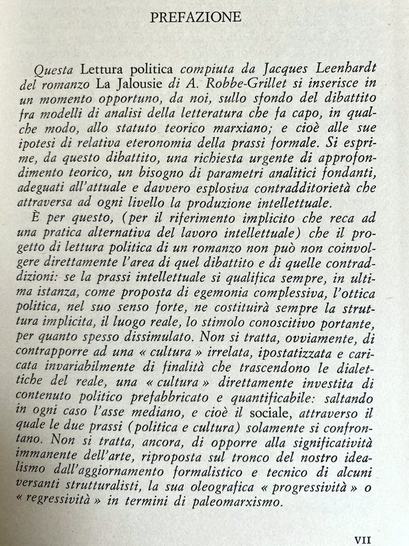 LETTURA POLITICA DI UN ROMANZO. LA «JALOUSIE» DI ALAIN ROBBE-GRILLET