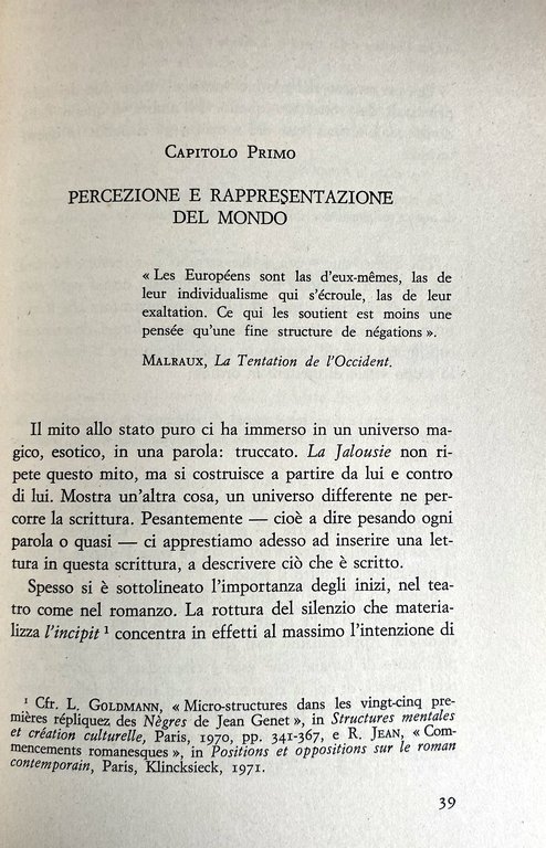LETTURA POLITICA DI UN ROMANZO. LA «JALOUSIE» DI ALAIN ROBBE-GRILLET
